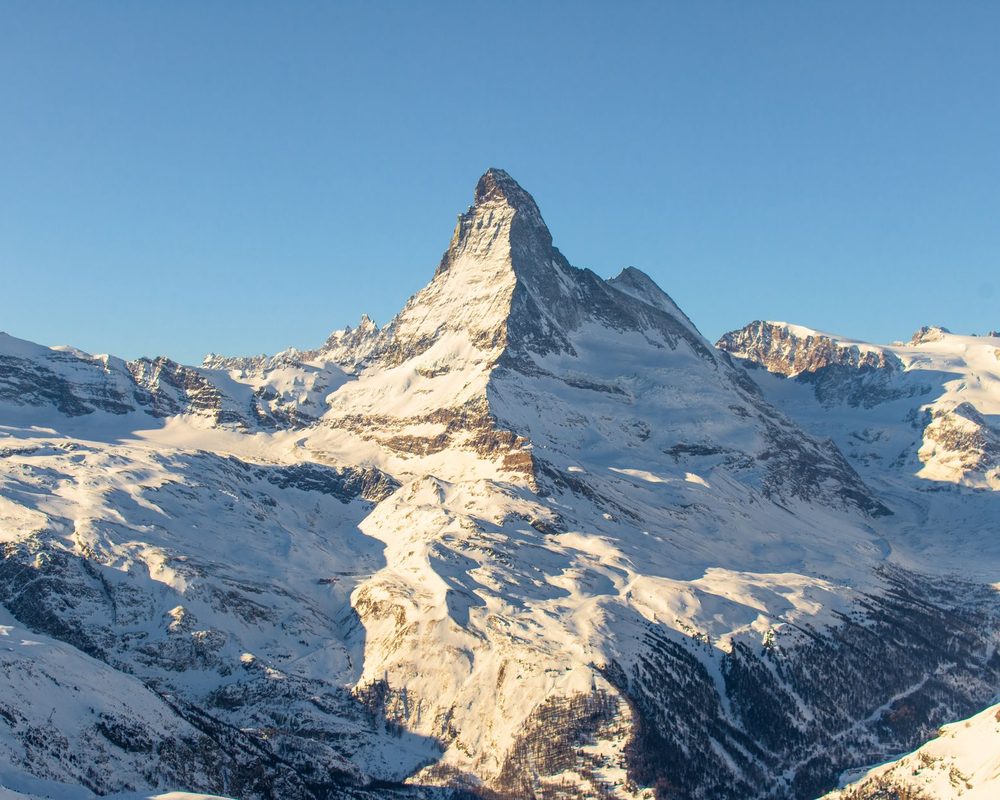 The Matterhorn above Zermatt in morning light, Swiss Alps