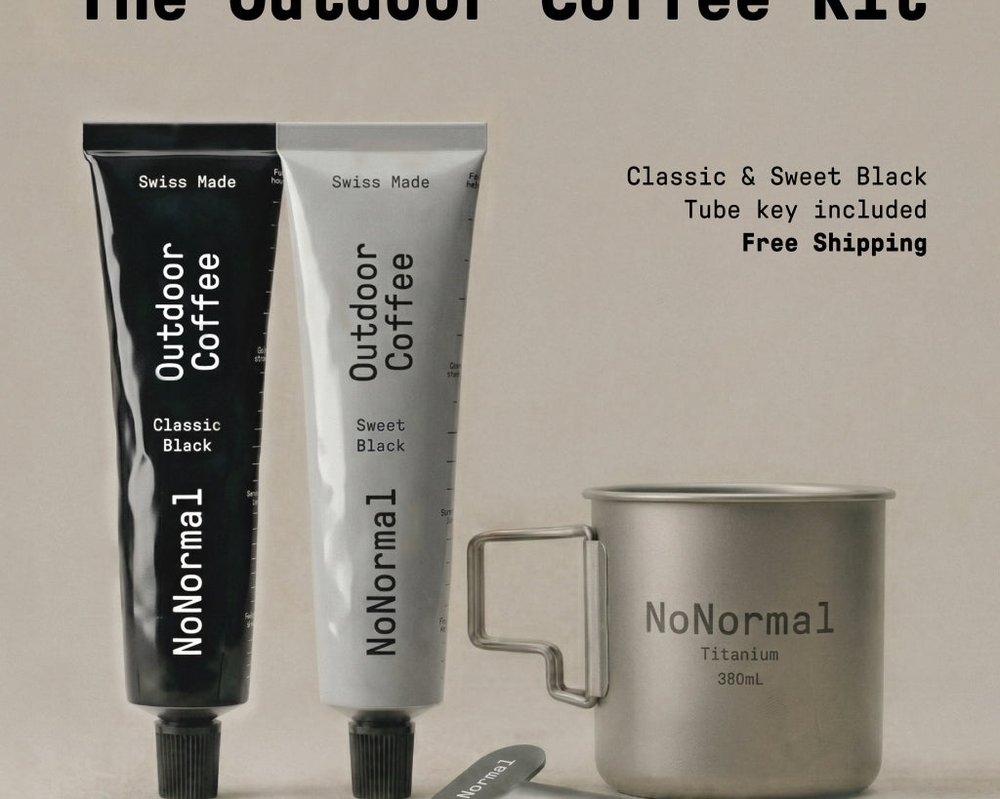 NoNormal Outdoor Coffee Kit &mdash; Swiss-made coffee paste tubes with titanium cup